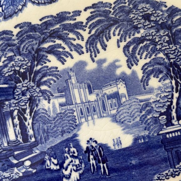 Mason's Vista Ironstone Blue and White Oval Serving Platter, Vista - Picture 3 of 4